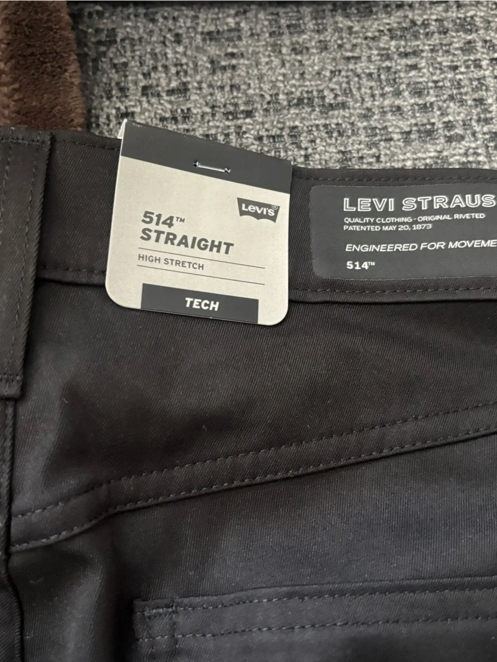 Levi’s 514 straight high stretch tech black pants 30x30 brand new
